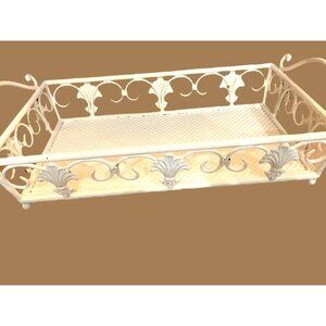 White Metal Tray with Handles 18" x 10.5"
